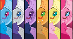 Size: 2363x1282 | Tagged: safe, artist:stjonal, derpibooru import, applejack, capper dapperpaws, fluttershy, pinkie pie, rainbow dash, rarity, twilight sparkle, abyssinian, anthro, cat, my little pony: the movie, abyssinianized, catified, male, mane six, palette swap, recolor, remix, species swap