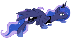 Size: 6500x3500 | Tagged: safe, artist:kp-shadowsquirrel, artist:yanoda, princess luna, alicorn, pony, ethereal mane, female, mare, simple background, sneaking, solo, starry mane, transparent background, vector