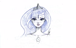 Size: 2543x1604 | Tagged: safe, artist:ladyamaltea, princess luna, humanized, sketch, solo, traditional art