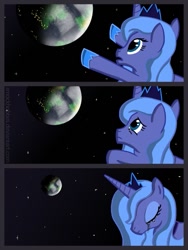 Size: 677x900 | Tagged: safe, artist:smockhobbes, princess luna, alicorn, pony, crying, moon, s1 luna, solo