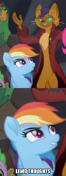 Size: 1494x3980 | Tagged: safe, derpibooru import, edit, edited screencap, screencap, capper dapperpaws, rainbow dash, abyssinian, anthro, pony, my little pony: the movie, anthro with ponies, lewd, meme, parrot pirates