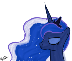 Size: 900x762 | Tagged: safe, artist:herbsmoker, princess luna, alicorn, pony, eyes closed, simple background, solo