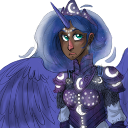 Size: 700x700 | Tagged: safe, artist:glynn, princess luna, human, clothes, horned humanization, humanized, simple background, solo, transparent background, tumblr nose, winged humanization