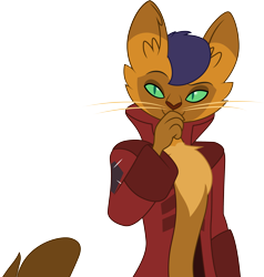 Size: 3001x3151 | Tagged: safe, artist:cloudyglow, derpibooru import, capper dapperpaws, abyssinian, anthro, cat, my little pony: the movie, .ai available, clothes, coat, cunning, looking at you, male, simple background, solo, trailer, transparent background, vector