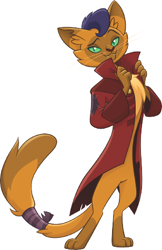Size: 308x474 | Tagged: safe, derpibooru import, capper dapperpaws, abyssinian, anthro, cat, digitigrade anthro, my little pony: the movie, clothes, coat, looking at you, official, simple background, solo, stupid sexy capper, white background