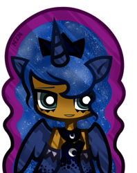 Size: 396x499 | Tagged: safe, artist:nekozneko, princess luna, chibi, horned humanization, humanized, simple background, solo, winged humanization