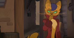 Size: 900x467 | Tagged: safe, derpibooru import, screencap, capper dapperpaws, abyssinian, anthro, cat, my little pony: the movie, clothes, coat, cunning, male, official, plotting, raised eyebrow, solo, stupid sexy capper