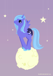 Size: 656x930 | Tagged: safe, artist:tinrobo, princess luna, alicorn, pony, moon, solo, tangible heavenly object