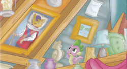 Size: 428x235 | Tagged: safe, derpibooru import, capper dapperpaws, spike, abyssinian, anthro, dragon, my little pony: the movie, capper's room, male, my little pony: the movie look & find