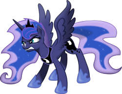 Size: 8597x6611 | Tagged: safe, artist:flutterguy317, artist:kp-shadowsquirrel, princess luna, alicorn, pony, absurd resolution, angry, simple background, snorting, solo, transparent background, vector