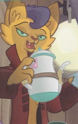 Size: 743x1173 | Tagged: safe, derpibooru import, capper dapperpaws, abyssinian, anthro, my little pony: the movie, cropped, cup, looking at you, male, smiling, talking, teacup