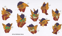 Size: 1364x783 | Tagged: safe, artist:katharine henry, derpibooru import, capper dapperpaws, abyssinian, anthro, cat, my little pony: the movie, the art of my little pony: the movie, cropped, expressions, face, reference sheet, simple background, white background