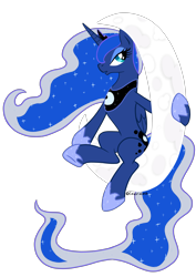 Size: 3508x4961 | Tagged: safe, artist:celestialess, princess luna, alicorn, pony, crescent moon, simple background, sitting, solo, tangible heavenly object, transparent background, vector