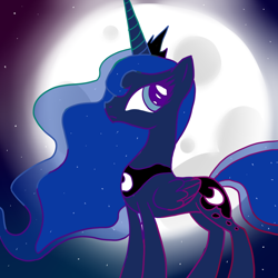 Size: 1000x1000 | Tagged: safe, artist:celestialess, princess luna, alicorn, pony, female, horn, mare, simple background, solo