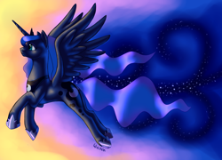 Size: 2500x1800 | Tagged: safe, artist:rarewhitewolf, princess luna, alicorn, pony, female, horn, mare, solo, stars