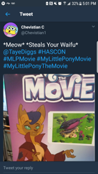 Size: 720x1280 | Tagged: safe, derpibooru import, capper dapperpaws, abyssinian, anthro, my little pony: the movie, android, male, meme, meta, twitter, waifu thief