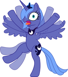 Size: 2500x2810 | Tagged: safe, artist:crunchnugget, princess luna, alicorn, pony, female, flailing, high res, mare, s1 luna, simple background, solo, transparent background, vector