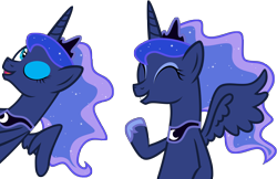 Size: 5000x3243 | Tagged: safe, artist:axemgr, princess luna, alicorn, pony, absurd resolution, duality, happy, self ponidox, simple background, the fun has been doubled, transparent background, vector, waving, wink