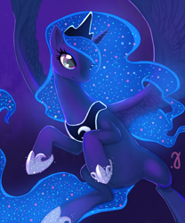 Size: 1000x1200 | Tagged: safe, artist:erinliona, princess luna, alicorn, pony, female, glow, horn, mare, solo
