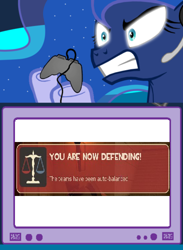 Size: 366x500 | Tagged: safe, princess luna, alicorn, pony, controller, exploitable meme, gamer luna, gamer meme, meme, obligatory pony, team fortress 2, television, tv meme