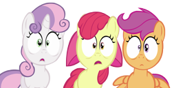 Size: 6179x3200 | Tagged: safe, artist:boneswolbach, apple bloom, scootaloo, sweetie belle, cutie mark crusaders, simple background, transparent background, vector