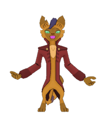 Size: 640x772 | Tagged: safe, derpibooru import, screencap, capper dapperpaws, abyssinian, anthro, digitigrade anthro, my little pony: the movie, clothes, coat, gameloft, open arms, simple background, solo, transparent background