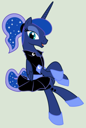 Size: 1600x2362 | Tagged: safe, artist:evilfrenzy, princess luna, alicorn, pony, camping outfit, clothes, dress, ponytail, shirt, simple background, skirt, solo