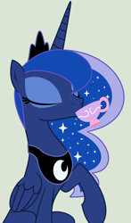 Size: 1600x2719 | Tagged: safe, artist:evilfrenzy, princess luna, alicorn, pony, drinking, eyes closed, simple background, solo, tea, teacup, vector