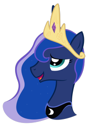 Size: 3500x4495 | Tagged: safe, artist:shani-art, princess luna, alicorn, pony, accessory swap, bust, crown, ethereal mane, female, looking up, mare, portrait, simple background, smiling, solo, starry mane, transparent background