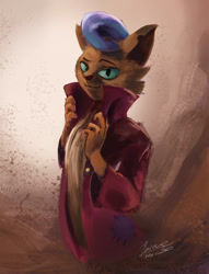 Size: 1024x1338 | Tagged: safe, artist:insanerobocat, derpibooru import, capper dapperpaws, abyssinian, anthro, cat, my little pony: the movie, clothes, coat, looking at you, male, smiling, solo