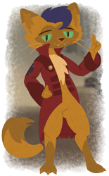 Size: 771x1244 | Tagged: safe, artist:underwoodart, derpibooru import, capper dapperpaws, abyssinian, anthro, cat, digitigrade anthro, my little pony: the movie, clothes, coat, solo, vest