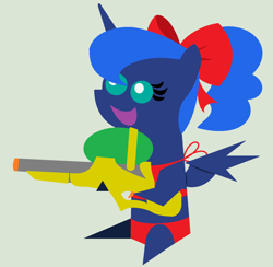 Size: 1024x998 | Tagged: safe, artist:evilfrenzy, princess luna, alicorn, pony, bikini, clothes, pointy ponies, simple background, solo, squirt gun, swimsuit, vector