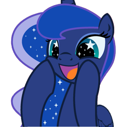 Size: 715x709 | Tagged: dead source, safe, artist:drawcreator, artist:evilfrenzy, princess luna, alicorn, pony, :d, cute, female, lunabetes, mare, open mouth, reaction image, simple background, smiling, solo, squee, squishy cheeks, starry eyes, stars, transparent background, wingding eyes