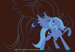 Size: 1168x806 | Tagged: safe, artist:just-plain-cat, princess luna, alicorn, pony, raised hoof, s1 luna, smiling, solo