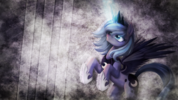 Size: 1920x1080 | Tagged: dead source, safe, artist:mackaged, princess luna, alicorn, pony, rearing, s1 luna, solo, wallpaper