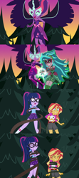 Size: 1920x4320 | Tagged: safe, artist:boneswolbach, artist:dashiemlpfim, artist:masem, artist:ponyalfonso, artist:sketchmcreations, artist:zutheskunk edits, gaea everfree, gloriosa daisy, midnight sparkle, sci-twi, sunset shimmer, twilight sparkle, equestria girls, legend of everfree, absurd resolution, bondage, i've seen enough hentai to know where this is going, vector, vine