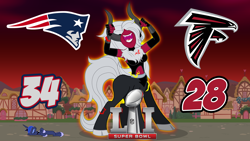 Size: 1920x1080 | Tagged: safe, artist:askometa, artist:boneswolbach, artist:culu-bluebeaver, artist:egegokprochannel, lady tirek, lord tirek, princess luna, alicorn, pony, american football, atlanta falcons, new england patriots, nfl, nfl playoffs, rule 63, super bowl, super bowl li, vector