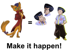 Size: 608x467 | Tagged: safe, derpibooru import, capper dapperpaws, abyssinian, anthro, cat, human, my little pony: the movie, clothes, exploitable meme, jojo's bizarre adventure, make it happen, meme, tamami kobayashi