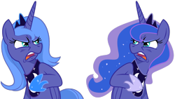 Size: 1046x589 | Tagged: safe, artist:equestria-prevails, princess luna, alicorn, pony, duality, ew gay, exploitable, s1 luna, self ponidox, simple background, the fun has been doubled, transparent background