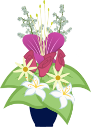 Size: 819x1144 | Tagged: safe, artist:boneswolbach, artist:dlazerous, artist:ocarina0ftimelord, artist:the smiling pony, artist:zutheskunk edits, edit, bouquet, cutie mark, cutie mark only, daisy (flower), flower, heart's desire, lily (flower), no pony, plant, rose, simple background, solo, transparent background, vase, vector, vector edit, yucca