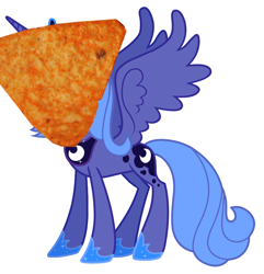 Size: 766x796 | Tagged: safe, princess luna, alicorn, pony, doritos, s1 luna, simple background, solo, wat