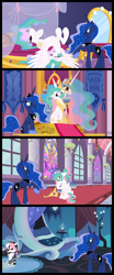 Size: 5200x12500 | Tagged: safe, artist:evilfrenzy, princess celestia, princess luna, alicorn, pony, absurd resolution, age regression, clothes, comic, socks, striped socks, younger