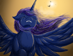 Size: 1111x859 | Tagged: safe, artist:chiibe, princess luna, alicorn, pony, crying, female, horn, mare, solo