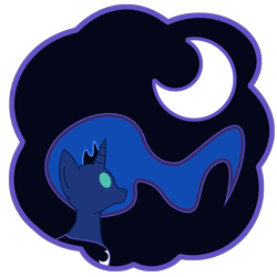 Size: 2500x2500 | Tagged: safe, artist:thedeseasedcow, princess luna, alicorn, pony, g4, high res, moon, night, simple background, solo, transparent background