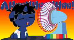 Size: 11000x6000 | Tagged: safe, artist:evilfrenzy, oc, oc only, oc:frenzy, pony, absurd resolution, age regression, baby, baby pony, diaper, electric fan, fan, foal, solo