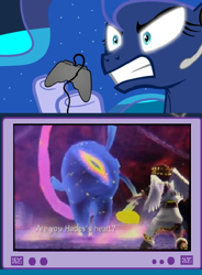 Size: 520x707 | Tagged: safe, princess luna, alicorn, pony, exploitable meme, gamer luna, gamer meme, kid icarus, kid icarus: uprising, meme, obligatory pony, that one boss, tv meme