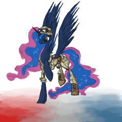 Size: 1000x1000 | Tagged: safe, artist:php15, princess luna, alicorn, pony, clothes, military, raised hoof, solo, uniform