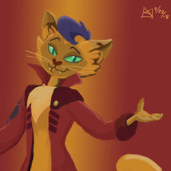 Size: 1500x1500 | Tagged: safe, artist:kelseyleah, derpibooru import, capper dapperpaws, abyssinian, anthro, cat, semi-anthro, my little pony: the movie, clothes, gradient background, lineless, male, solo