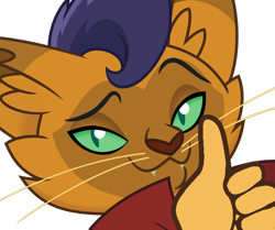 Size: 726x607 | Tagged: safe, derpibooru import, edit, capper dapperpaws, abyssinian, anthro, my little pony: the movie, looking at you, male, simple background, thumbs up, transparent background