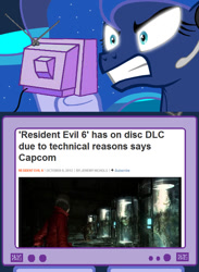 Size: 563x769 | Tagged: safe, princess luna, alicorn, pony, exploitable meme, gamer luna, gamer meme, meme, obligatory pony, resident evil, tv meme